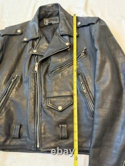 Vintage Black Leather Motorcycle Jacket Gino Leathers Size 44