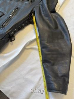 Vintage Black Leather Motorcycle Jacket Gino Leathers Size 44