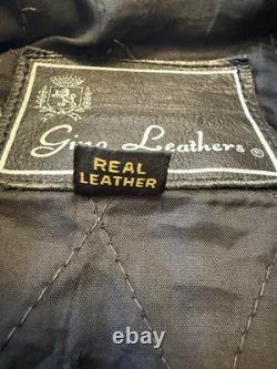 Vintage Black Leather Motorcycle Jacket Gino Leathers Size 44