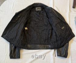 Vintage Black Leather Motorcycle Jacket Gino Leathers Size 44