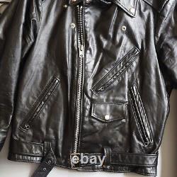 Vintage Black Leather Motorcycle Jacket Mens 38 Biker Excelled Quilt Lined Fring