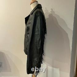Vintage Black Leather Motorcycle Jacket Snakeskin Men Size Large Talon Zipper