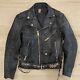 Vintage Black Leather Strabler Motorcycle Jacket Ramones Eye Of Horus Sz 36