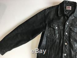 Vintage Black Levis Leather Trucker Jacket size Large L