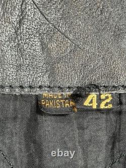 Vintage Bonus Genuine Leather Jacket Mens Sz 42 Motorcycle Biker Jacket Black