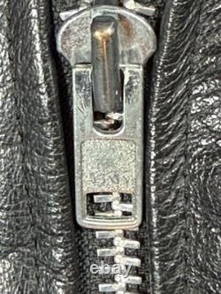 Vintage Bonus Genuine Leather Jacket Mens Sz 42 Motorcycle Biker Jacket Black