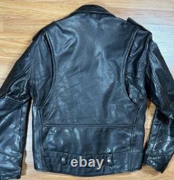 Vintage Bonus Genuine Leather Jacket Mens Sz 42 Motorcycle Biker Jacket Black