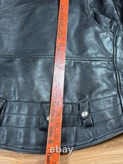 Vintage Bonus Genuine Leather Jacket Mens Sz 42 Motorcycle Biker Jacket Black