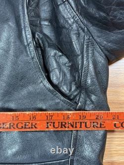 Vintage Bonus Genuine Leather Jacket Mens Sz 42 Motorcycle Biker Jacket Black