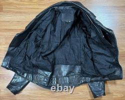 Vintage Bonus Genuine Leather Jacket Mens Sz 42 Motorcycle Biker Jacket Black