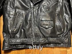Vintage Bonus Genuine Leather Punk Rock Motorcycle Jacket Men's 46
