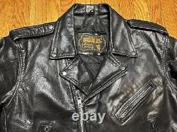 Vintage Bonus Genuine Leather Punk Rock Motorcycle Jacket Men's 46