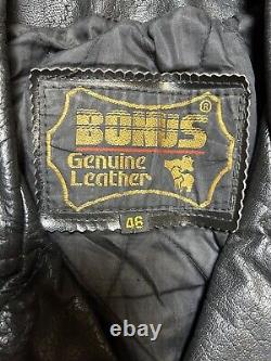 Vintage Bonus Genuine Leather Punk Rock Motorcycle Jacket Men's 46
