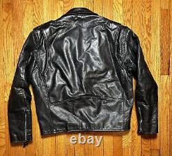 Vintage Bonus Genuine Leather Punk Rock Motorcycle Jacket Men's 46
