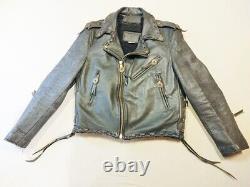 Vintage Branded Garments Heavy Black Leather Biker Motorcycle Jacket