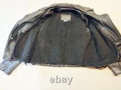 Vintage Branded Garments Heavy Black Leather Biker Motorcycle Jacket