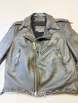 Vintage Branded Garments Heavy Black Leather Biker Motorcycle Jacket