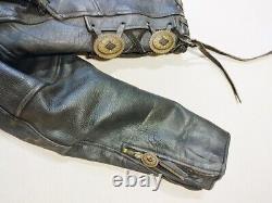 Vintage Branded Garments Heavy Black Leather Biker Motorcycle Jacket