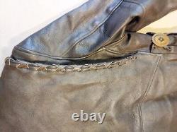Vintage Branded Garments Heavy Black Leather Biker Motorcycle Jacket