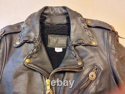 Vintage Branded Garments Heavy Black Leather Biker Motorcycle Jacket