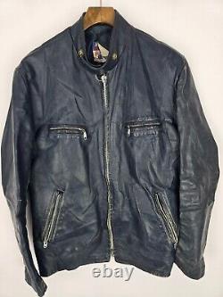Vintage British Cycle Cafe Racer Motorcycle Leather Jacket Size Large