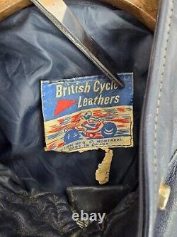 Vintage British Cycle Cafe Racer Motorcycle Leather Jacket Size Large