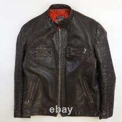 Vintage British Cycle Leather Cafe Racer Motorcycle Jacket Size Large Brown