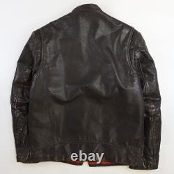 Vintage British Cycle Leather Cafe Racer Motorcycle Jacket Size Large Brown