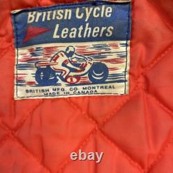 Vintage British Cycle Leather Cafe Racer Motorcycle Jacket Size Large Brown