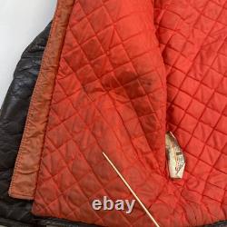 Vintage British Cycle Leather Cafe Racer Motorcycle Jacket Size Large Brown