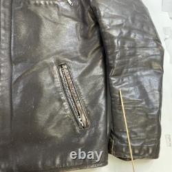 Vintage British Cycle Leather Cafe Racer Motorcycle Jacket Size Large Brown