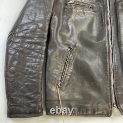 Vintage British Cycle Leather Cafe Racer Motorcycle Jacket Size Large Brown
