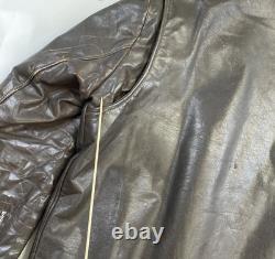 Vintage British Cycle Leather Cafe Racer Motorcycle Jacket Size Large Brown