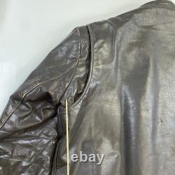 Vintage British Cycle Leather Cafe Racer Motorcycle Jacket Size Large Brown