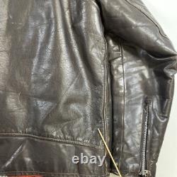 Vintage British Cycle Leather Cafe Racer Motorcycle Jacket Size Large Brown