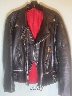 Vintage British black leather biker jacket Black Night Size 44