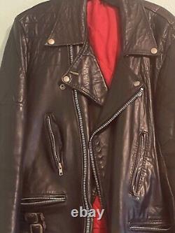 Vintage British black leather biker jacket Black Night Size 44