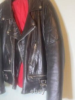 Vintage British black leather biker jacket Black Night Size 44