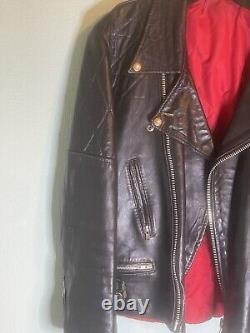 Vintage British black leather biker jacket Black Night Size 44
