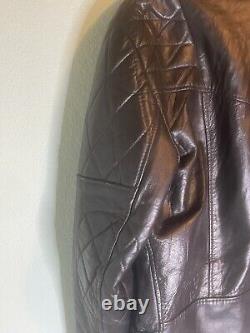 Vintage British black leather biker jacket Black Night Size 44