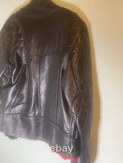 Vintage British black leather biker jacket Black Night Size 44