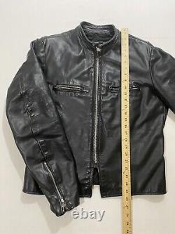 Vintage Brooks Black Leather Motorcycle Jacket Cafe Racer Style Men's Sz 42 AE9