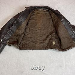 Vintage Brooks Cafe Racer Men's Brown Leather Motorcycle Jacket Size 42 60s