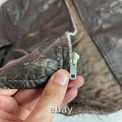 Vintage Brooks Cafe Racer Men's Brown Leather Motorcycle Jacket Size 42 60s
