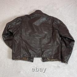Vintage Brooks Cafe Racer Men's Brown Leather Motorcycle Jacket Size 42 60s