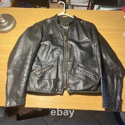 Vintage Brooks Cafe Racer Motorcycle Jacket Size Small 1960's Biker Leather Blk