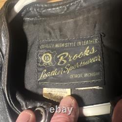 Vintage Brooks Cafe Racer Motorcycle Jacket Size Small 1960's Biker Leather Blk