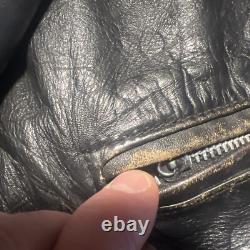 Vintage Brooks Cafe Racer Motorcycle Jacket Size Small 1960's Biker Leather Blk