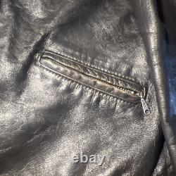Vintage Brooks Cafe Racer Motorcycle Jacket Size Small 1960's Biker Leather Blk