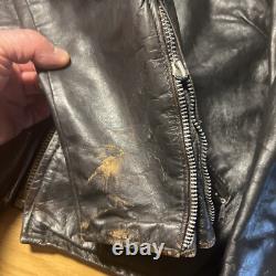 Vintage Brooks Cafe Racer Motorcycle Jacket Size Small 1960's Biker Leather Blk